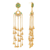 Kashmiri Royal Zareen Long Gold Ghungroo Earrings