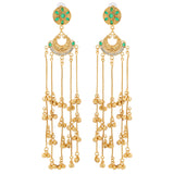 Kashmiri Royal Zareen Long Gold Ghungroo Earrings