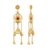 Kashmiri Royal Sitara Jhumka Gold Ghungroo Earrings
