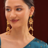 Kashmiri Royal Sitara Jhumka Gold Ghungroo Earrings