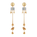 Kashmiri Colored Stone Gold-Toned Dangler Earrings