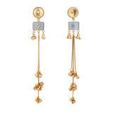 Kashmiri Colored Stone Gold-Toned Dangler Earrings