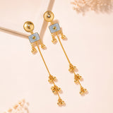 Kashmiri Colored Stone Gold-Toned Dangler Earrings