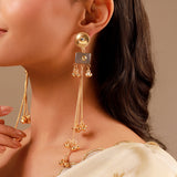 Kashmiri Colored Stone Gold-Toned Dangler Earrings