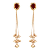 Kashmiri Maroon Gold-Toned Dangler Earrings