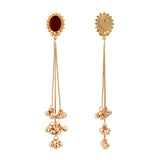 Kashmiri Maroon Gold-Toned Dangler Earrings