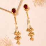 Kashmiri Maroon Gold-Toned Dangler Earrings