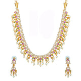 Gold Elegance Royal Ruby Pearl Necklace Set
