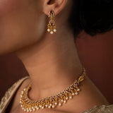 Gold Elegance Royal Ruby Pearl Necklace Set