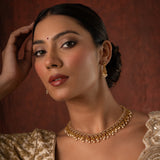 Gold Elegance Royal Ruby Pearl Necklace Set