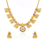 Gold Elegance Gajamukhi Necklace Set