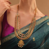 Gold Opulence Rajsi Kundan Temple Necklace Set