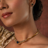 Gold Elegance Navaratna Glow Interchangeable Stone Necklace Set