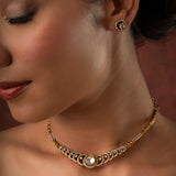 Gold Elegance Navaratna Glow Interchangeable Stone Necklace Set