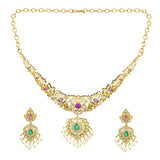 Gold Elegance Padmashree Temple Pearl Necklace Set