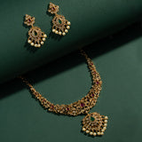 Gold Elegance Padmashree Temple Pearl Necklace Set