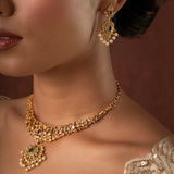 Gold Elegance Padmashree Temple Pearl Necklace Set