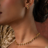 Gold Elegance Dewdrop Petal Necklace Set
