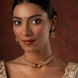 Gold Elegance Gajalakshmi Temple Cz Necklace Set