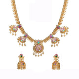 Gold Opulence Nandini Temple Jhumka Necklace Set