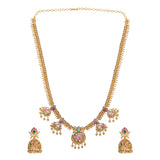 Gold Opulence Nandini Temple Jhumka Necklace Set