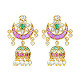 Gold Elegance Meenakshi Crescent Jhumka Earrings