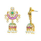 Gold Elegance Meenakshi Crescent Jhumka Earrings