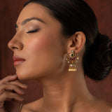 Gold Elegance Meenakshi Crescent Jhumka Earrings