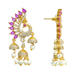 Gold Elegance Mohana Peacock Drop Earrings