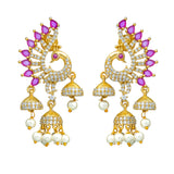 Gold Elegance Mohana Peacock Drop Earrings