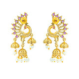Gold Elegance Mohana Peacock Drop Earrings