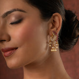 Gold Elegance Mohana Peacock Drop Earrings