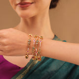 Gold Elegance Shahi Mayura Temple Bangles Set