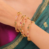 Gold Elegance Shahi Mayura Temple Bangles Set