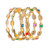 Gold Elegance Ruby Aura Bangle Set