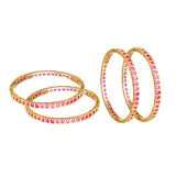 Gold Elegance Ruby Aura Bangle Set