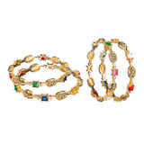 Gold Elegance Ruby Aura Bangle Set