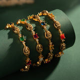 Gold Elegance Ruby Aura Bangle Set