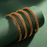 Gold Elegance Ruby Aura Bangle Set