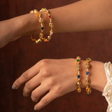 Gold Elegance Ruby Aura Bangle Set