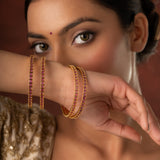 Gold Elegance Ruby Aura Bangle Set