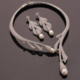 Sparkling Elegance Aaina Pearl-Twirl Hasli Necklace Set