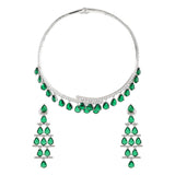 Sparkling Elegance Adaa Emerald Raindrop Hasli Necklace Set