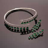 Sparkling Elegance Adaa Emerald Raindrop Hasli Necklace Set