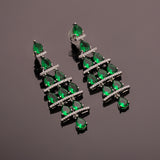 Sparkling Elegance Adaa Emerald Cascade Diva Earrings
