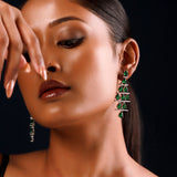 Sparkling Elegance Adaa Emerald Cascade Diva Earrings