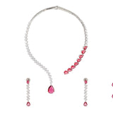 Sparkling Elegance Dilbar Ruby Starfall Glam Hasli Necklace Set