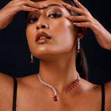 Sparkling Elegance Dilbar Ruby Starfall Glam Hasli Necklace Set