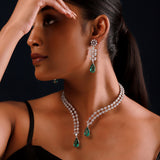 Sparkling Elegance Rang De Sitara Emerald Diamond Necklace Set