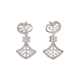 Sparkling Elegance Silver Lotus Fan CZ Necklace Set